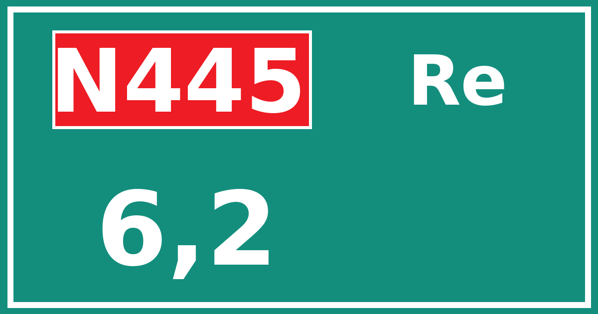 Hectometerbord N445 6,2 zijde Re