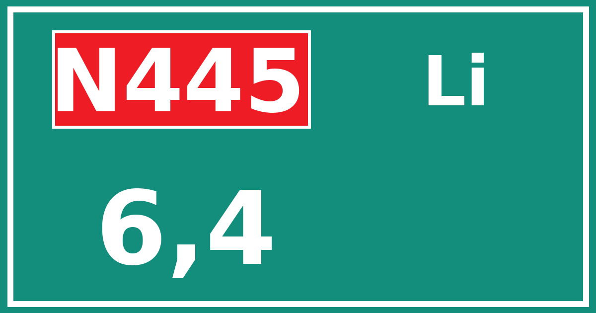 Hectometerbord N445 6,4 zijde Li