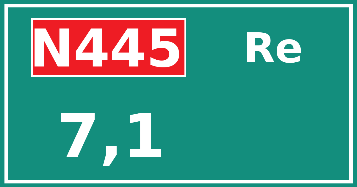 Hectometerbord N445 7,1 zijde Re