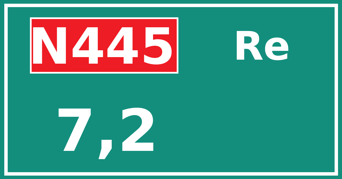 Hectometerbord N445 7,2 zijde Re