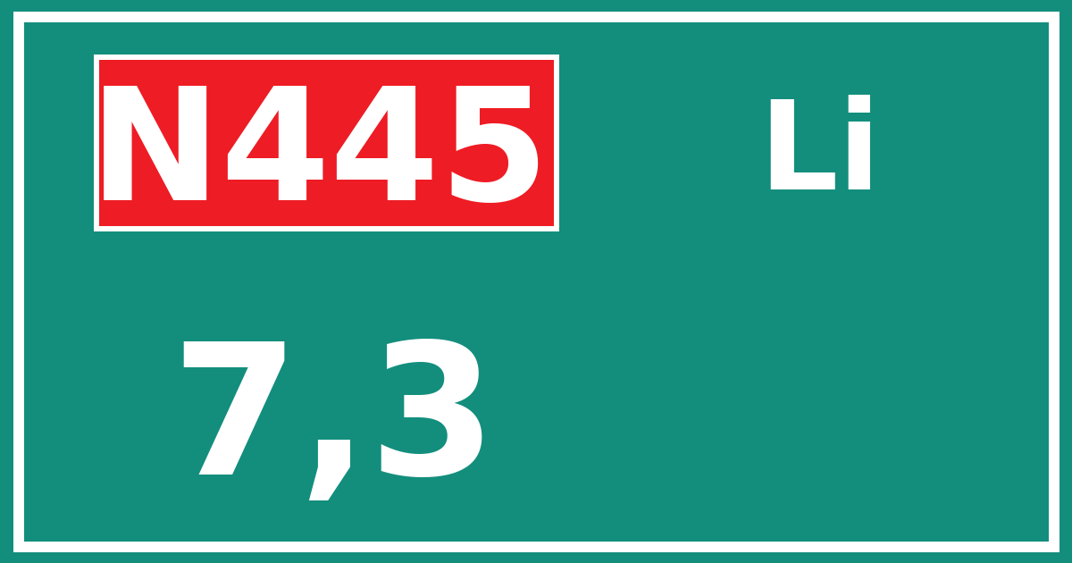 Hectometerbord N445 7,3 zijde Li