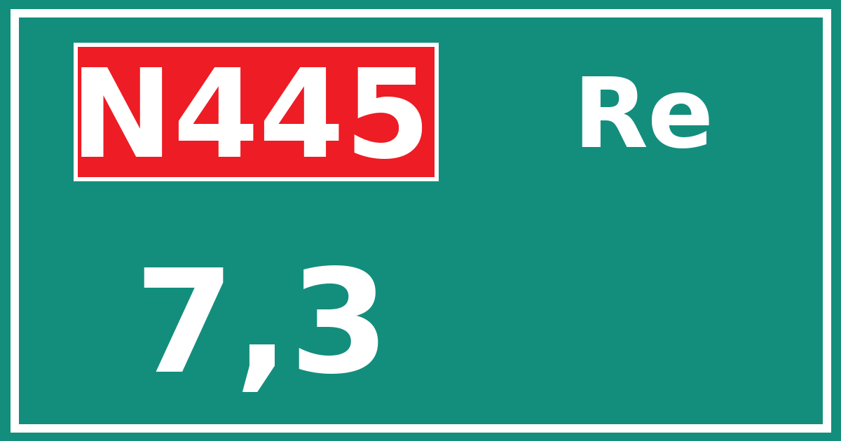Hectometerbord N445 7,3 zijde Re