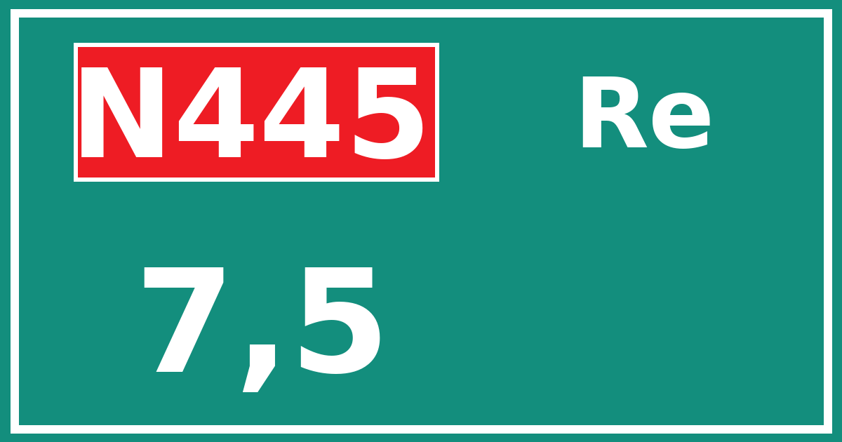 Hectometerbord N445 7,5 zijde Re