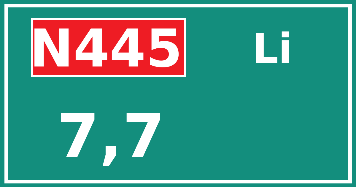 Hectometerbord N445 7,7 zijde Li