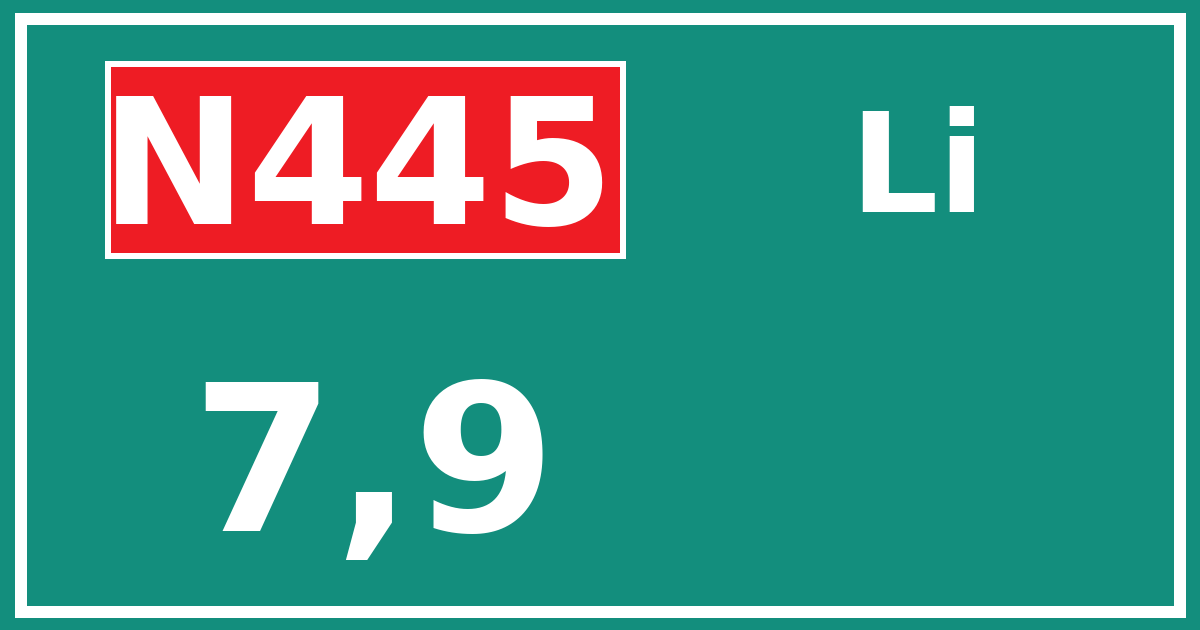 Hectometerbord N445 7,9 zijde Li