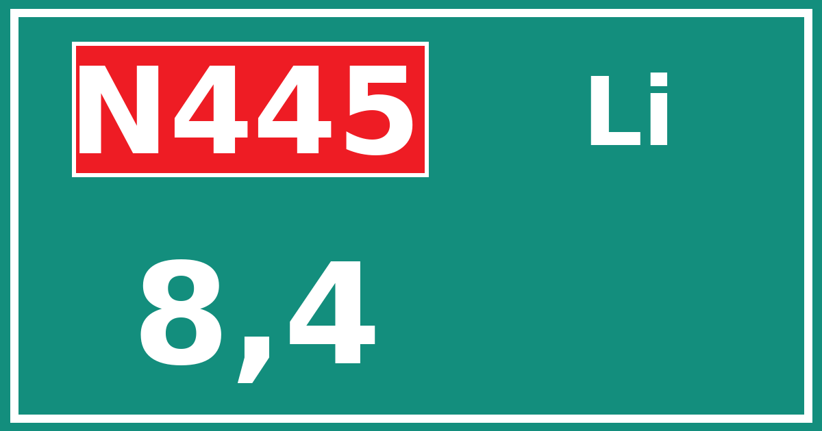 Hectometerbord N445 8,4 zijde Li