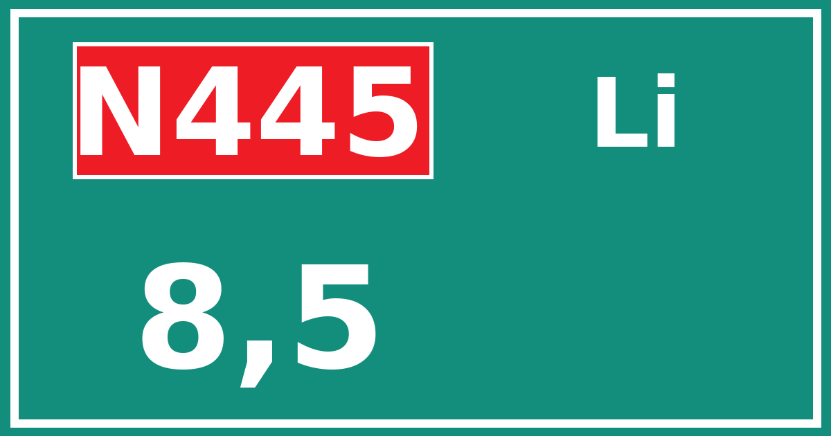 Hectometerbord N445 8,5 zijde Li
