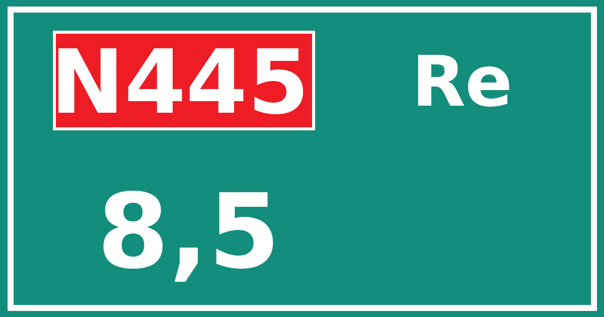 Hectometerbord N445 8,5 zijde Re