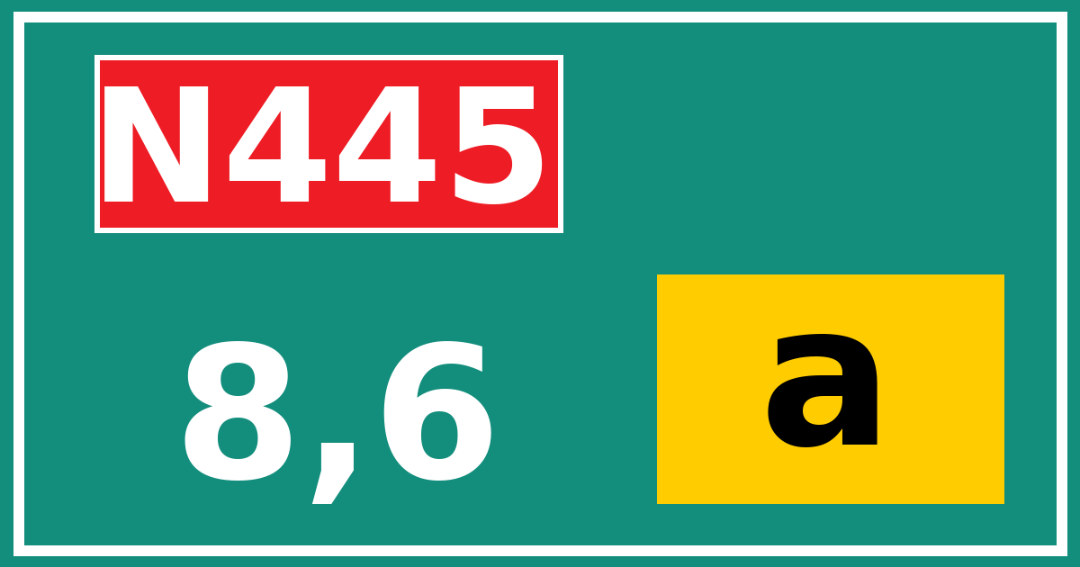 Hectometerbord N445 8,6 letter a