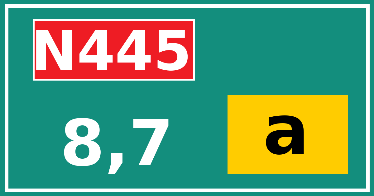 Hectometerbord N445 8,7 letter a