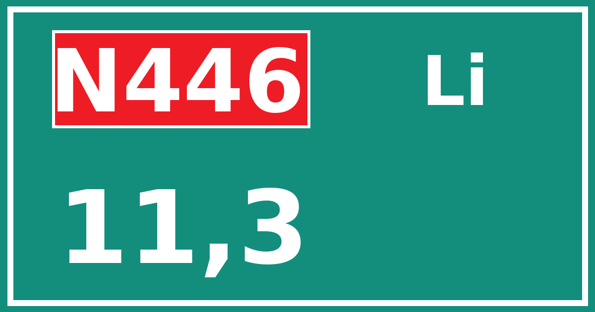 Hectometerbord N446 11,3 zijde Li