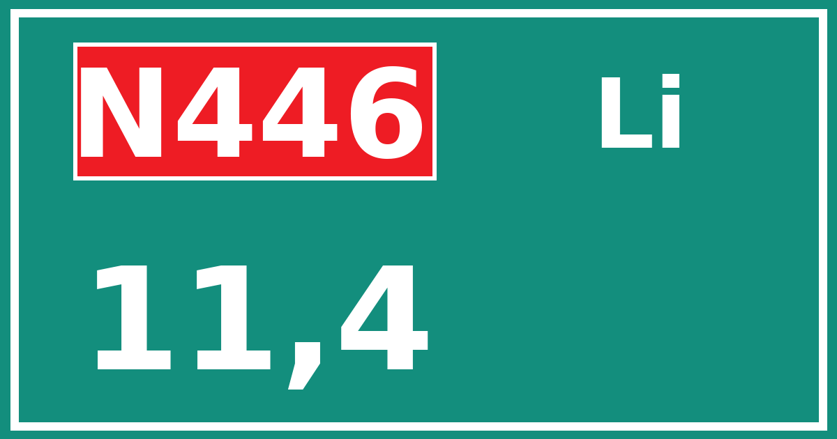 Hectometerbord N446 11,4 zijde Li