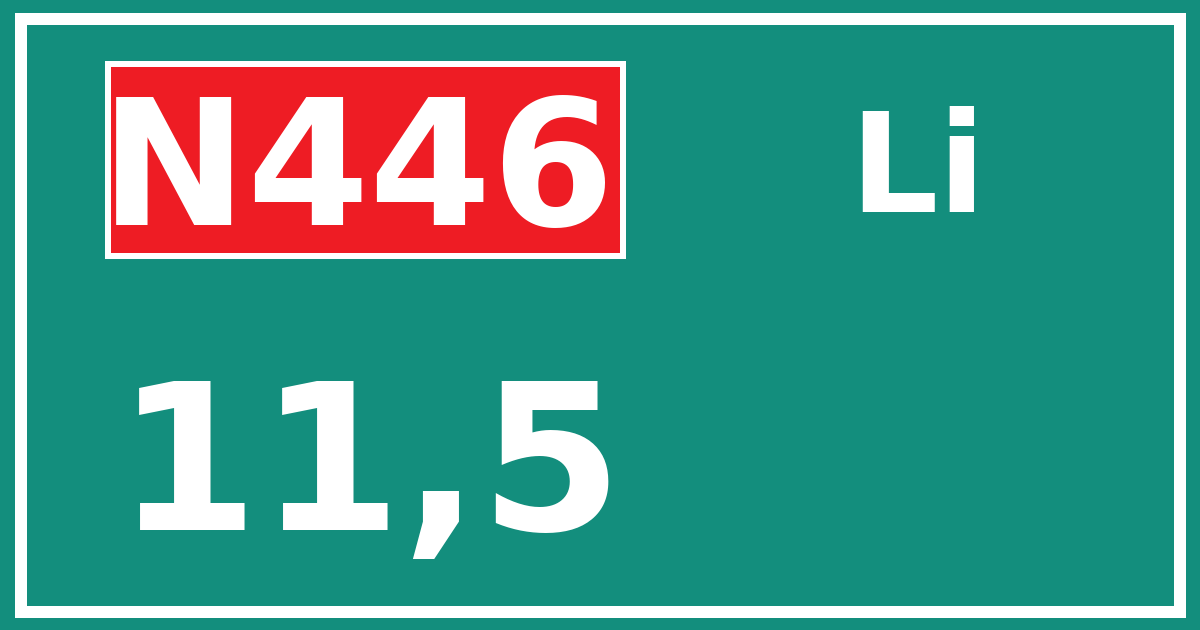 Hectometerbord N446 11,5 zijde Li