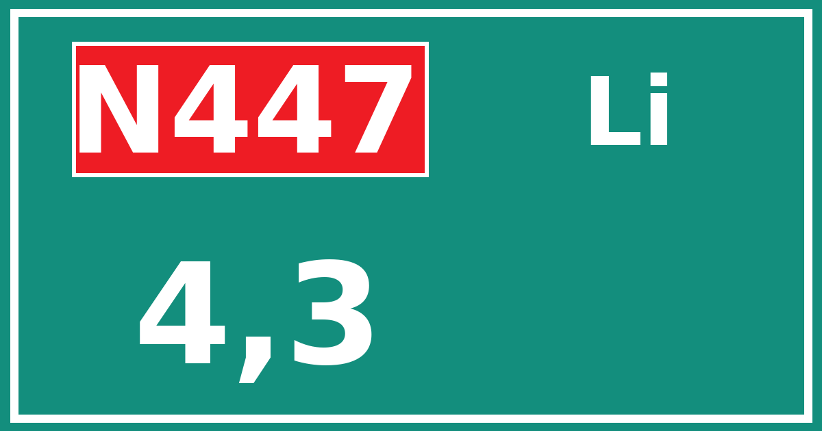 Hectometerbord N447 4,3 zijde Li