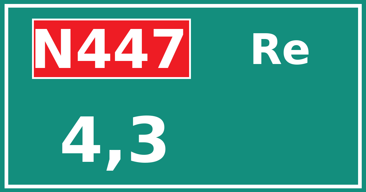 Hectometerbord N447 4,3 zijde Re
