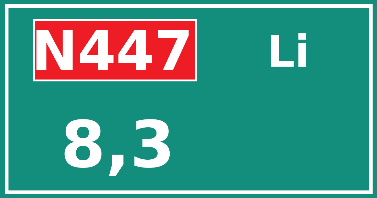 Hectometerbord N447 8,3 zijde Li