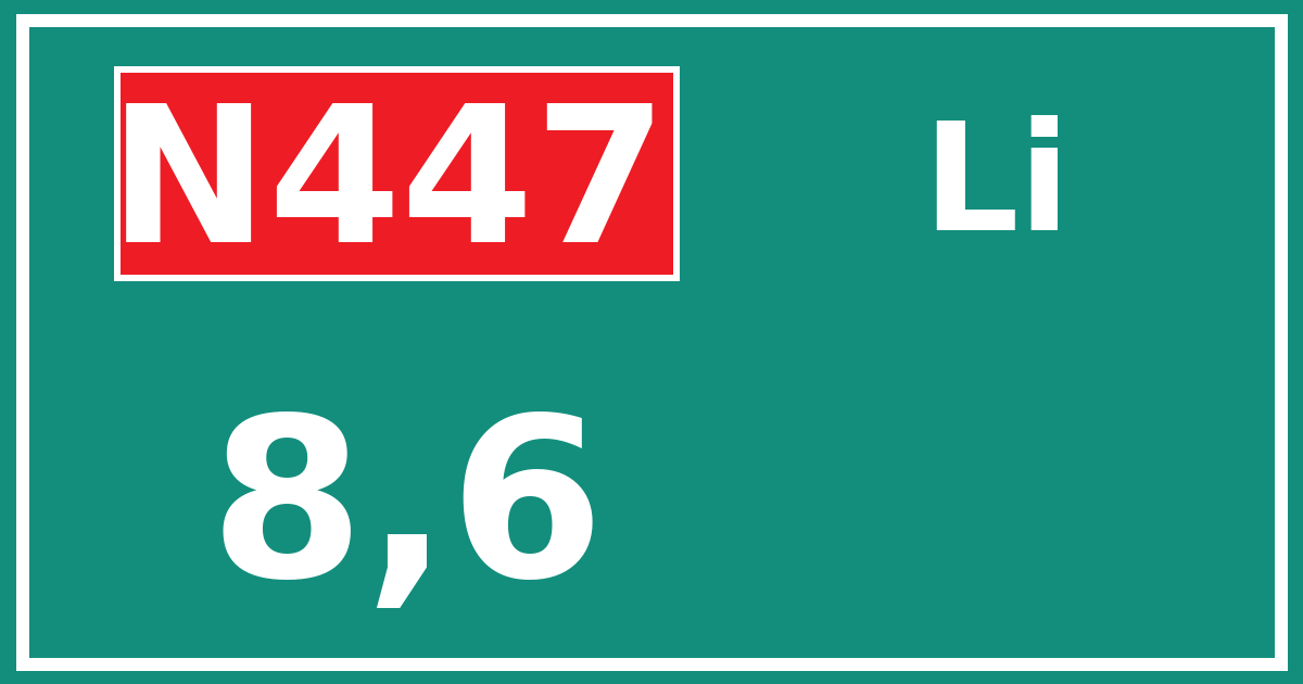 Hectometerbord N447 8,6 zijde Li