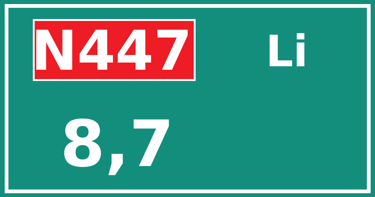 Hectometerbord N447 8,7 zijde Li