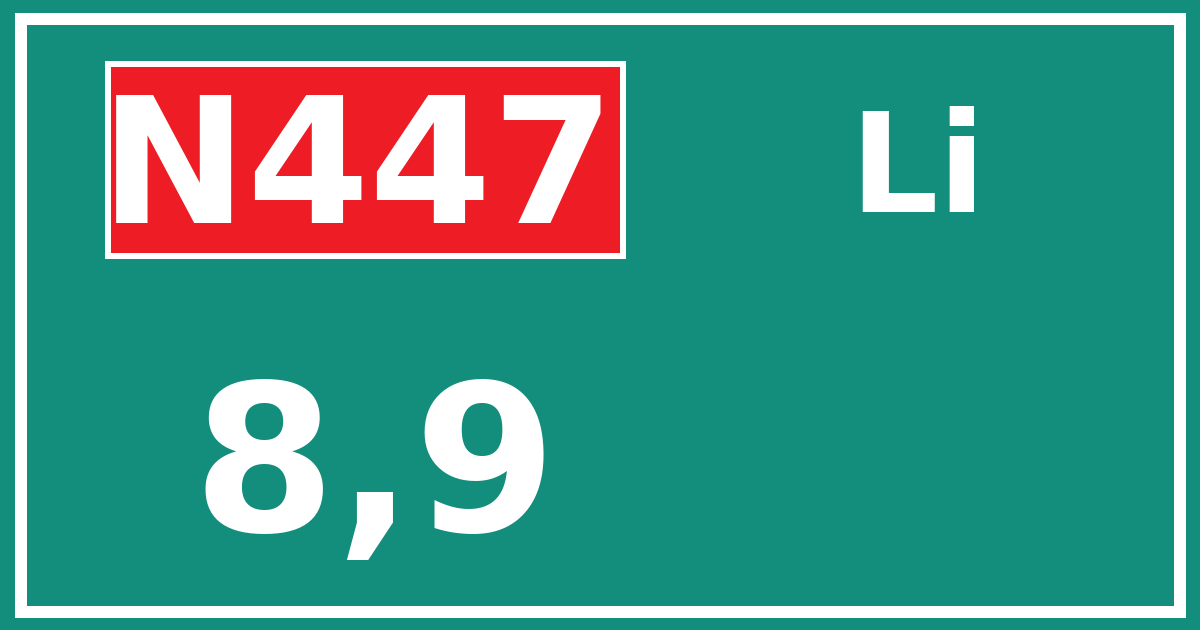 Hectometerbord N447 8,9 zijde Li