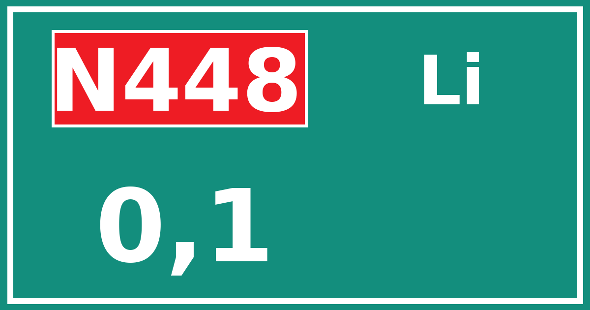 Hectometerbord N448 0,1 zijde Li