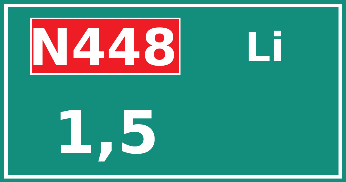 Hectometerbord N448 1,5 zijde Li