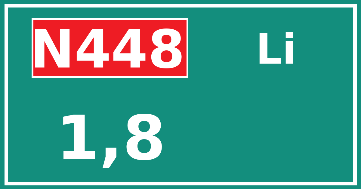 Hectometerbord N448 1,8 zijde Li
