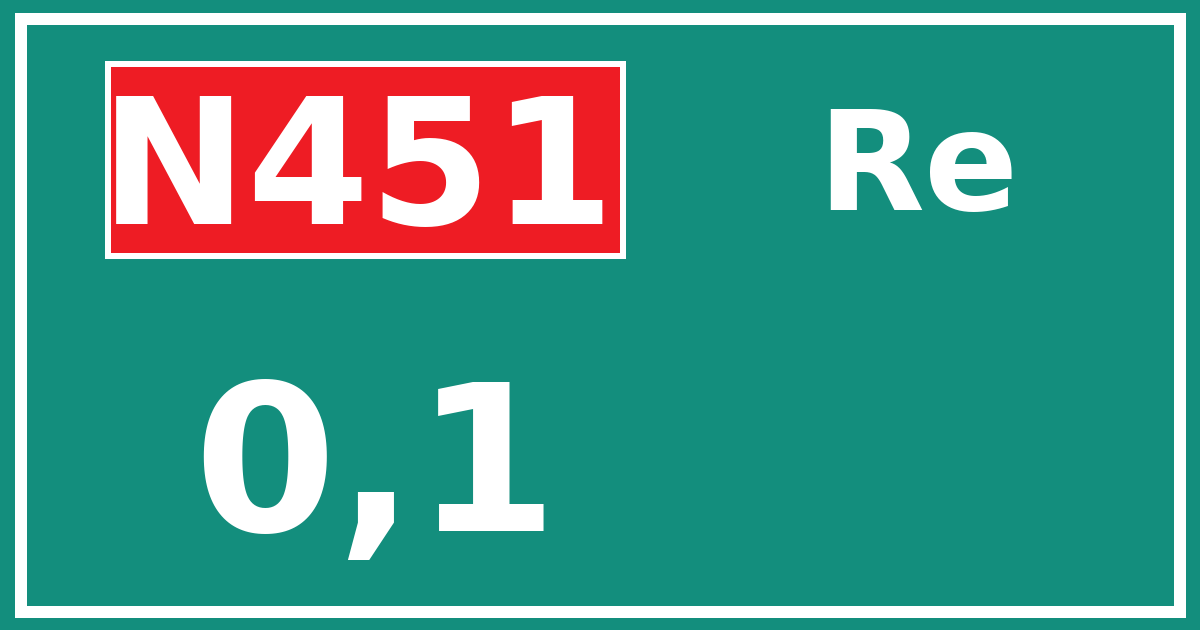 Hectometerbord N451 0,1 zijde Re