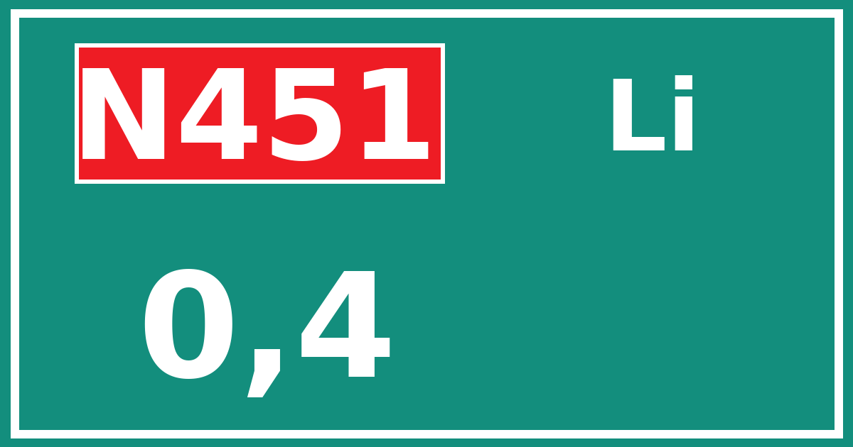 Hectometerbord N451 0,4 zijde Li