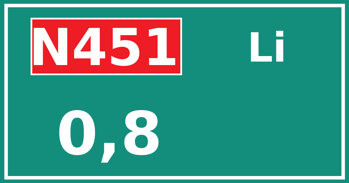 Hectometerbord N451 0,8 zijde Li