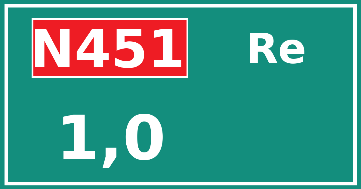 Hectometerbord N451 1,0 zijde Re