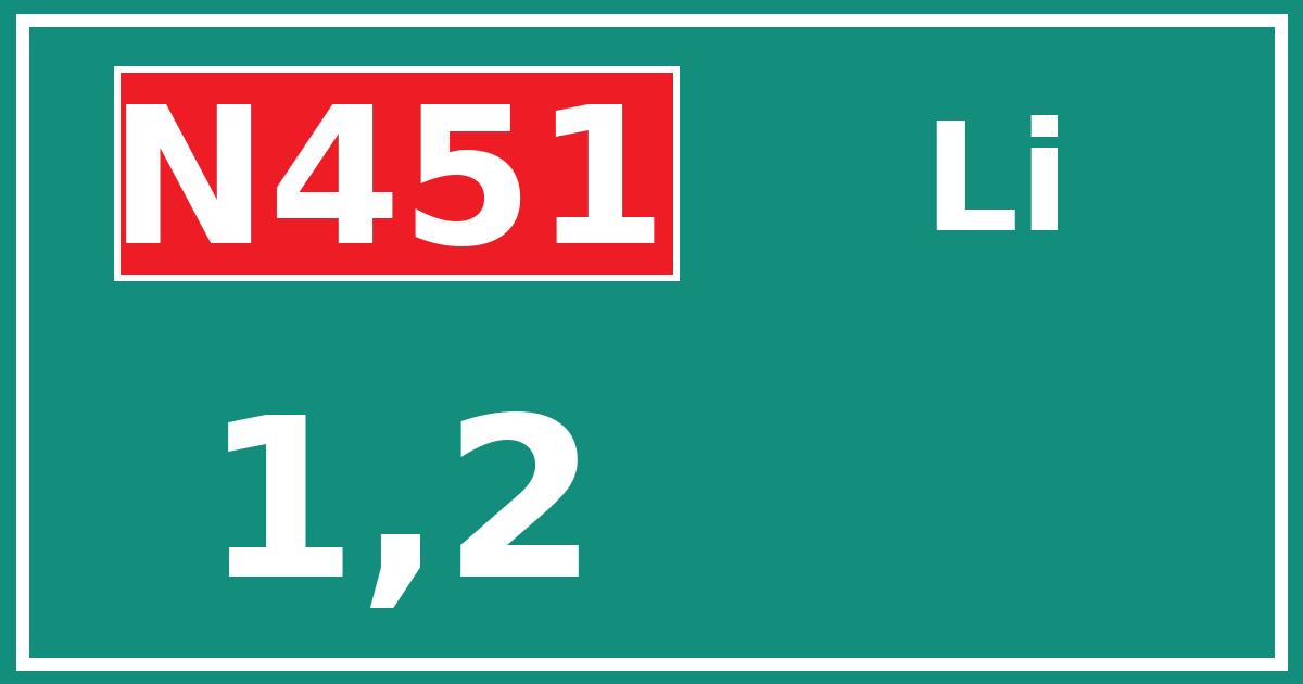 Hectometerbord N451 1,2 zijde Li