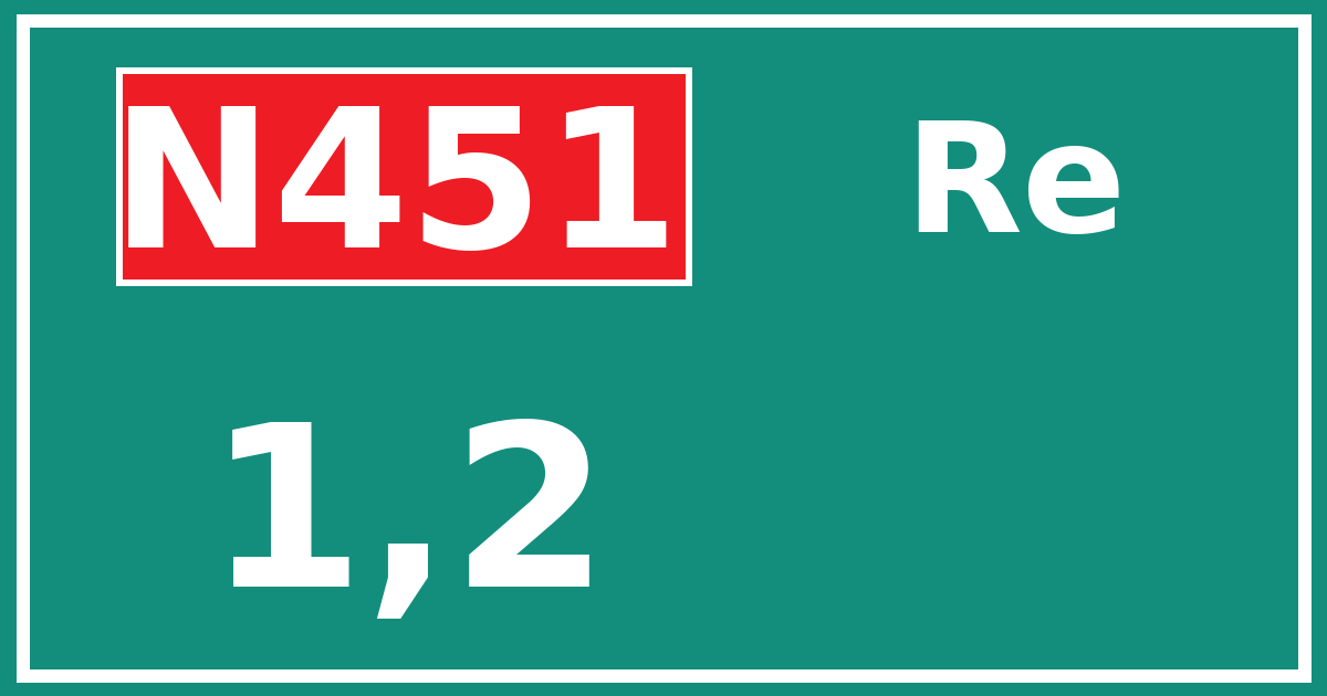 Hectometerbord N451 1,2 zijde Re