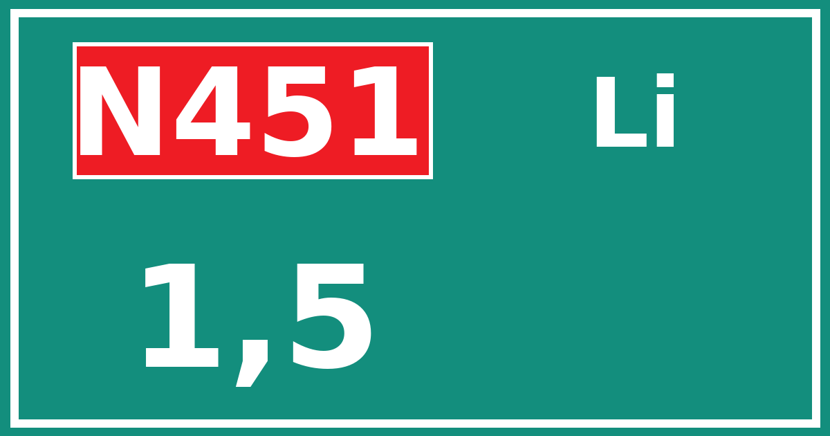 Hectometerbord N451 1,5 zijde Li