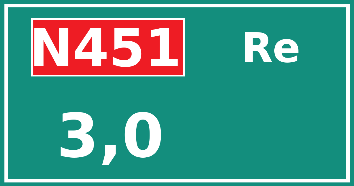 Hectometerbord N451 3,0 zijde Re