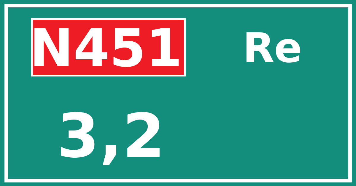 Hectometerbord N451 3,2 zijde Re