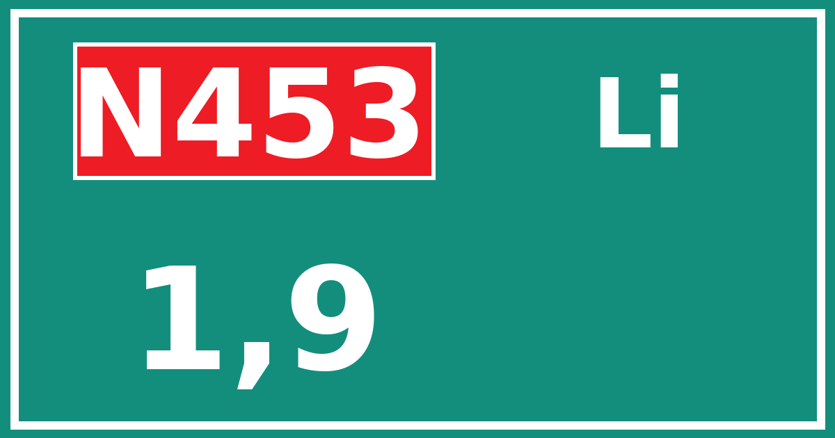 Hectometerbord N453 1,9 zijde Li