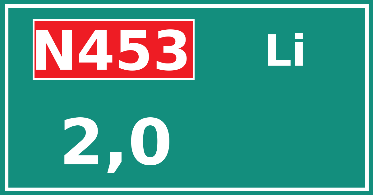 Hectometerbord N453 2,0 zijde Li