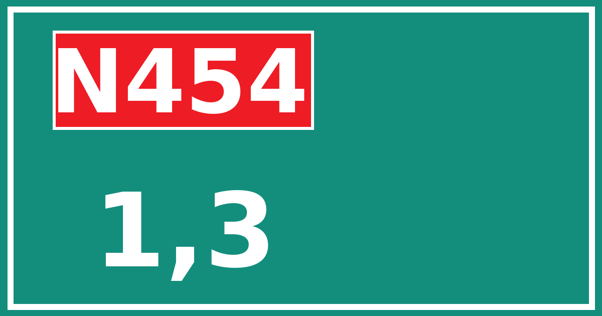 Hectometerbord N454 1,3