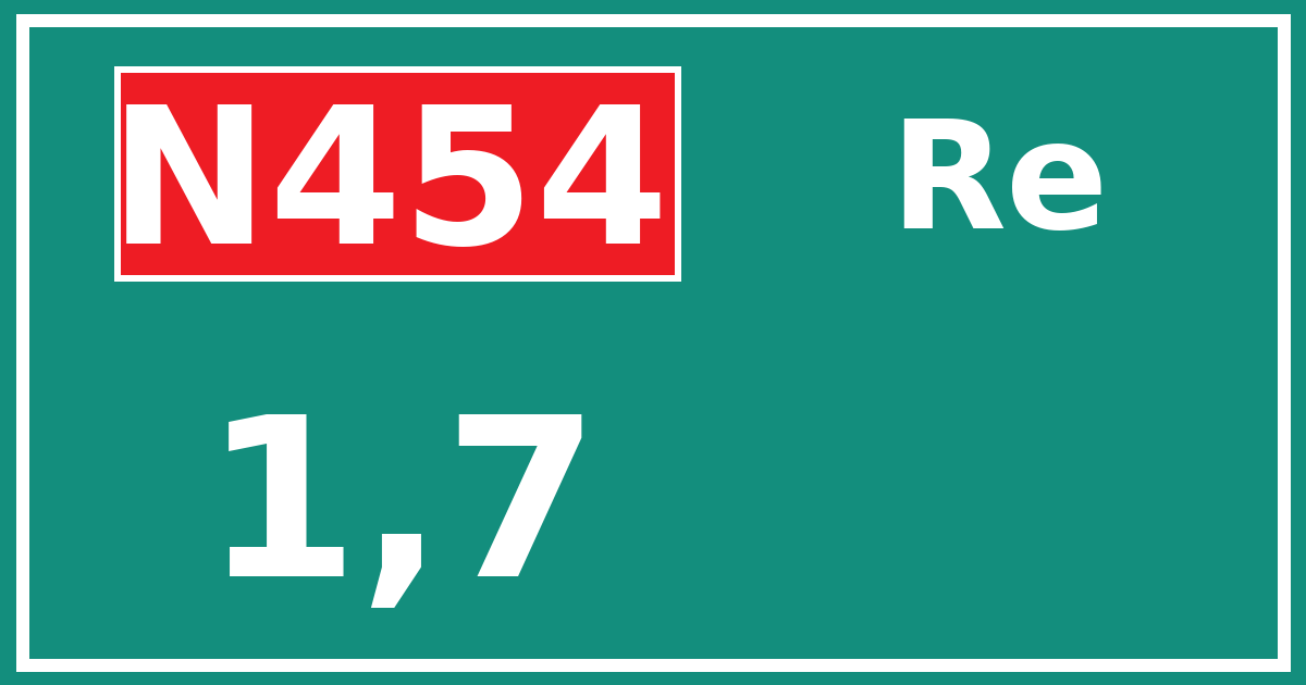 Hectometerbord N454 1,7 zijde Re