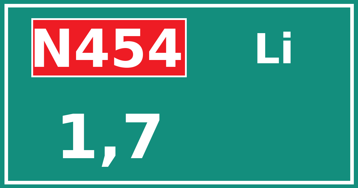 Hectometerbord N454 1,7 zijde Li