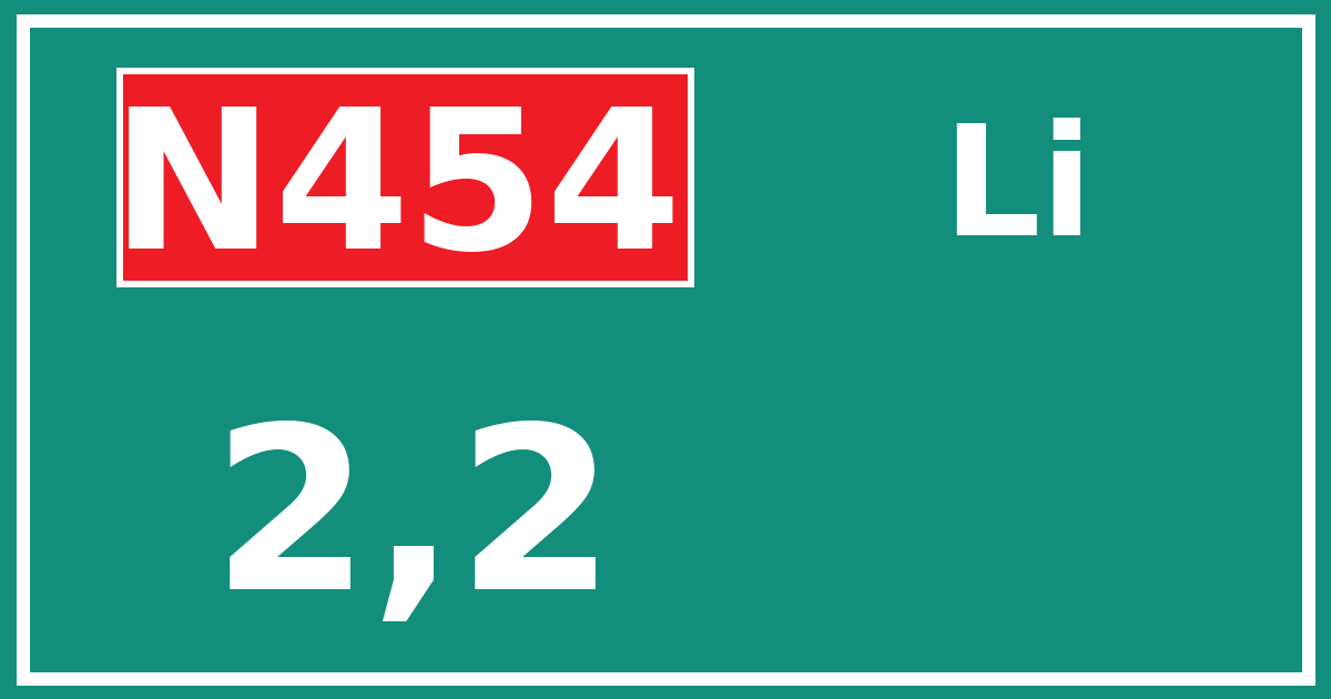 Hectometerbord N454 2,2 zijde Li