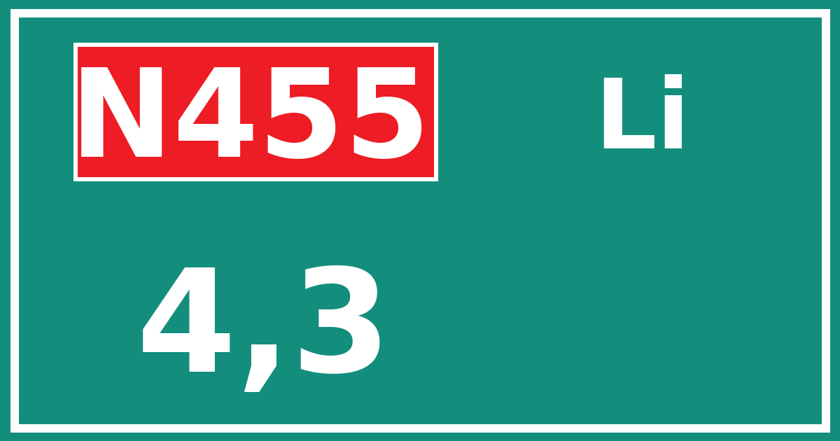 Hectometerbord N455 4,3 zijde Li