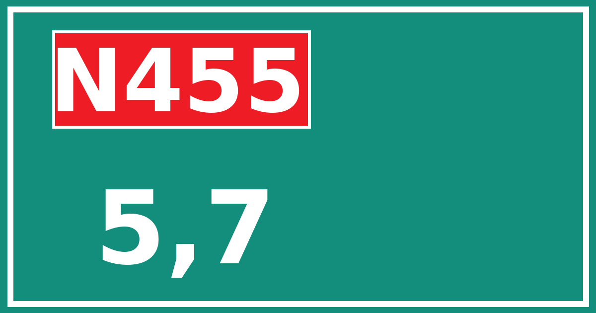 Hectometerbord N455 5,7