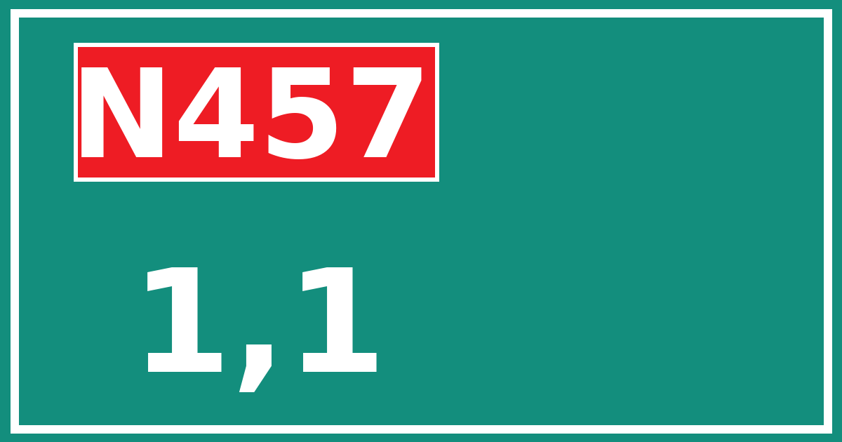 Hectometerbord N457 1,1