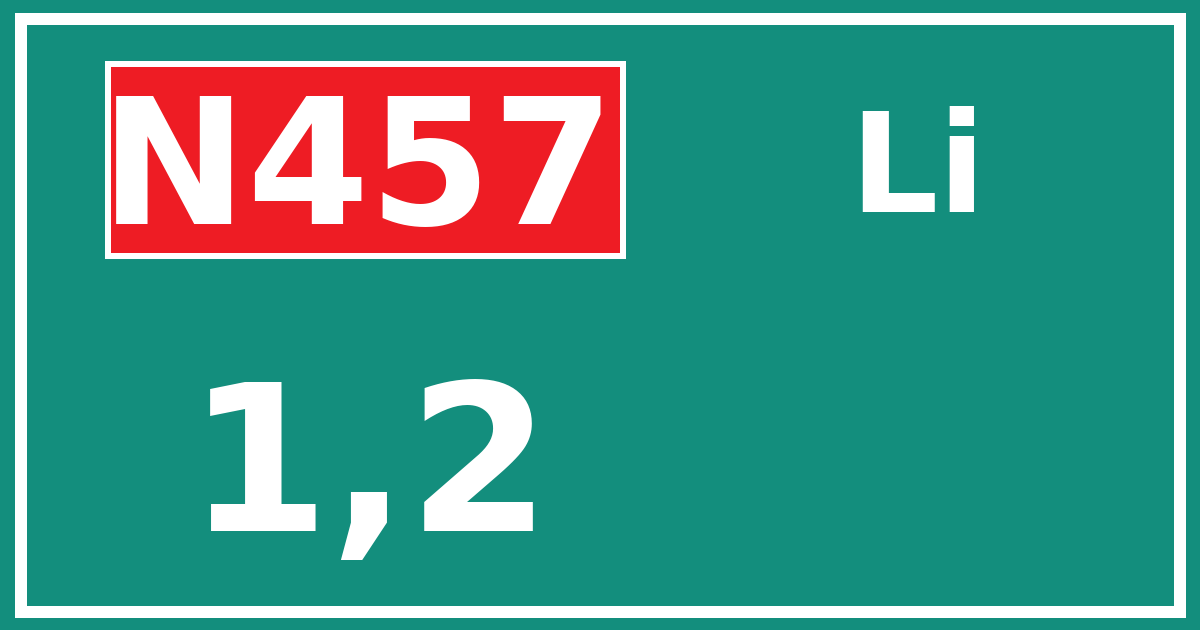 Hectometerbord N457 1,2 zijde Li
