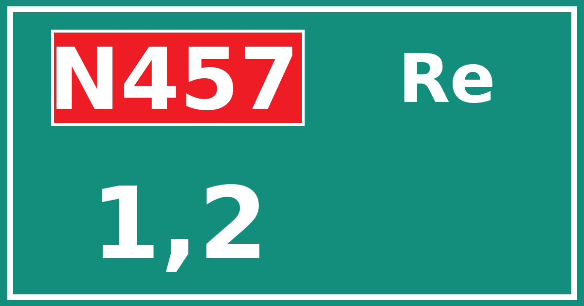 Hectometerbord N457 1,2 zijde Re