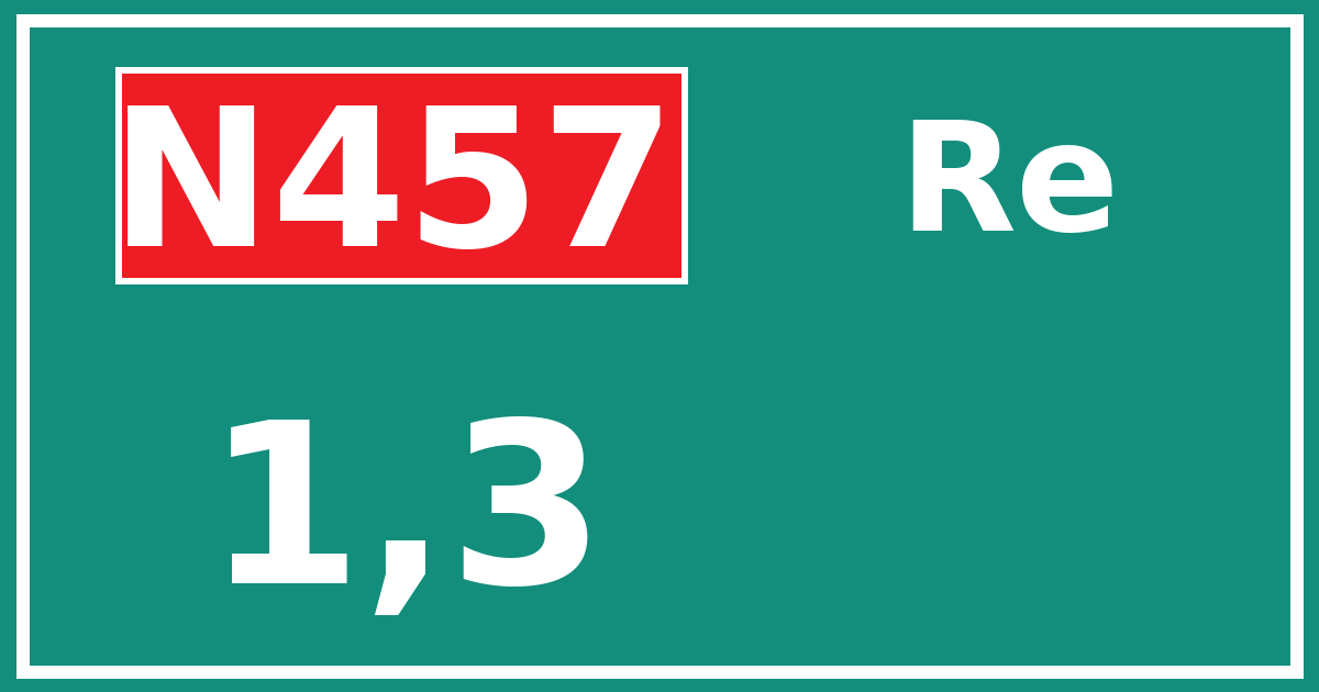 Hectometerbord N457 1,3 zijde Re