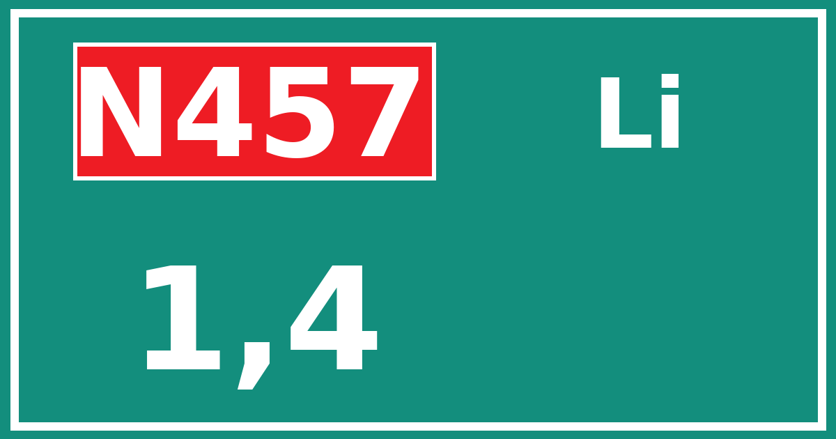 Hectometerbord N457 1,4 zijde Li