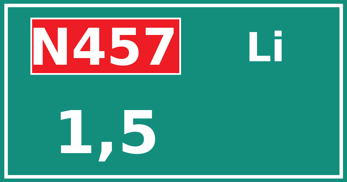 Hectometerbord N457 1,5 zijde Li