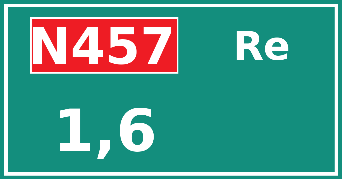 Hectometerbord N457 1,6 zijde Re